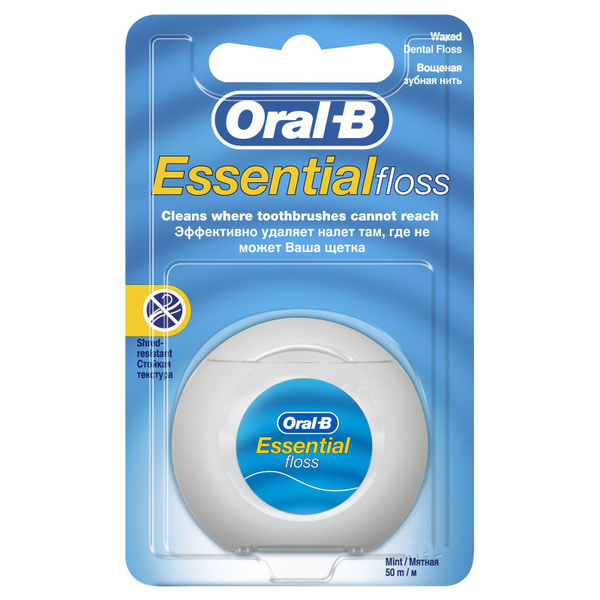 Зубная нить Oral-B Essential Floss вощеная, Мята, 50 м. - купить с ...