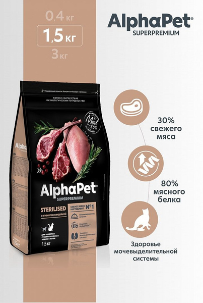 Сухой корм Альфа Пет/AlphaPet Superpremium Sterilised для ...