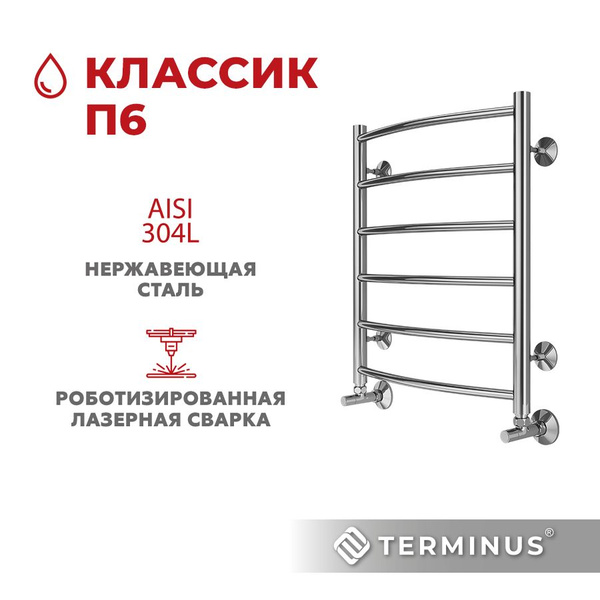 Полотенцесушитель водяной TERMINUS (Терминус) Классик П6 500х600 мм ...