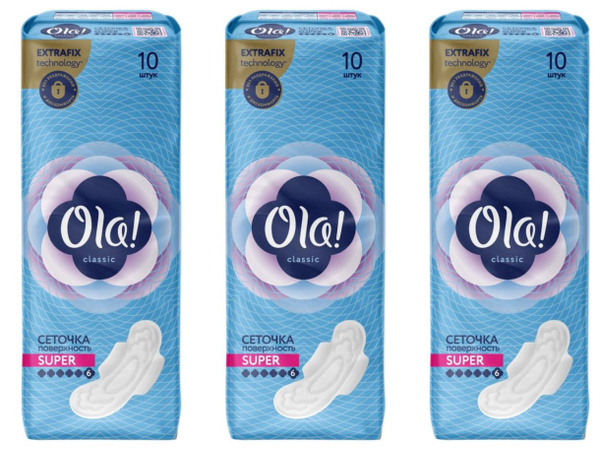Ola Прокладки "Wings Super" Top Dry, поверхность сеточка, с крылышками ...