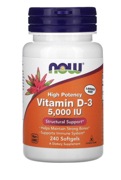 Now Foods, витамин d3, 125 мкг (5000 ед), 240 капсул - купить с ...