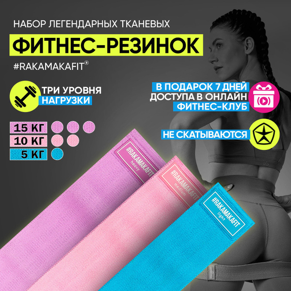RAKAMAKAFIT Набор тканевых резинок для фитнеса от 5 до 17 кг - купить в ...