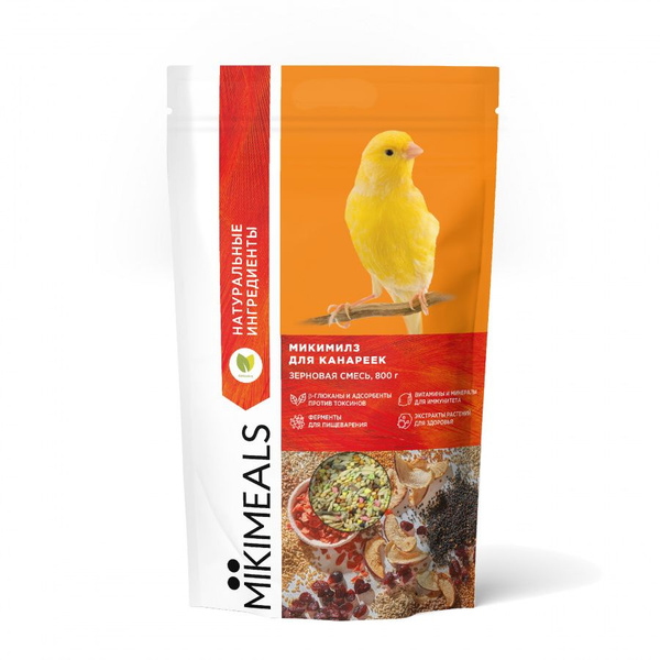 Корм для канареек MIKIMEALS зерновая смесь, 800 г - купить с доставкой ...