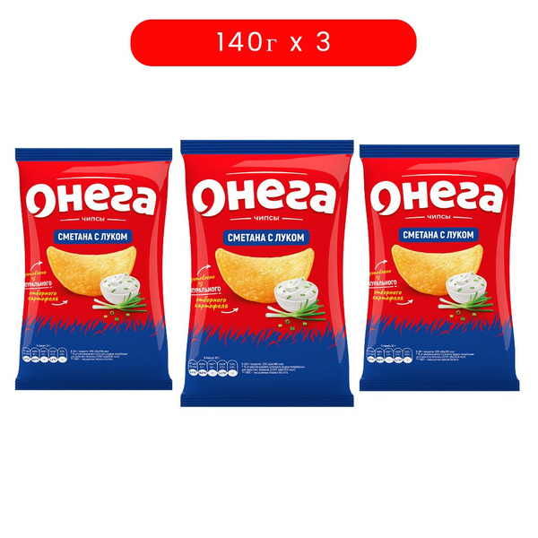 Чипсы Онега со вкусом сметаны с луком 140г *3шт купить на OZON по ...