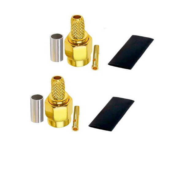 Разъем RPSMA female (мама) гнездо 2шт для кабеля RG58 с термоусадкой S ...