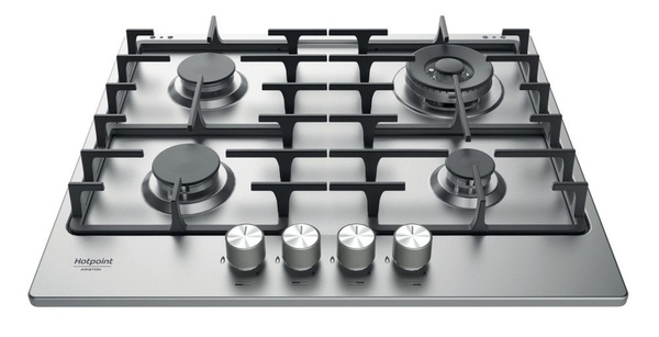 Встраиваемая газовая варочная панель Hotpoint PPH 60G D/IX, 4 конфорки ...