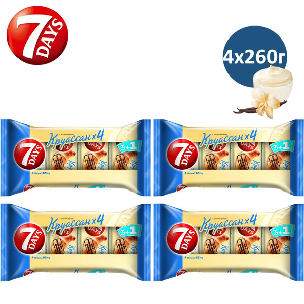 7DAYS Круассан, с кремом Ваниль, 3+1 Мультипак, 4шт. х 260гр. - купить ...