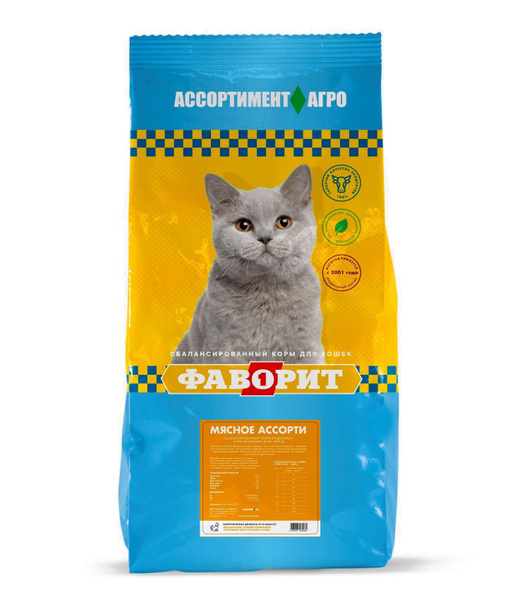 Сухой корм для кошек всех пород Фаворит Мясное ассорти, 13 кг - купить ...
