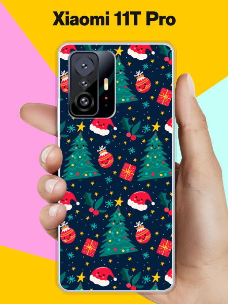 Силиконовый чехол на Xiaomi 11T Pro Узор новогодний / для Сяоми 11Т Про ...