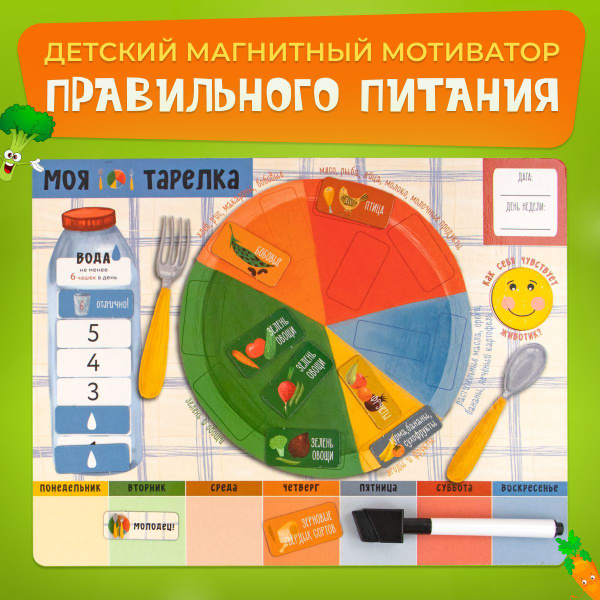 Игра магнитная "Моя тарелка". Развивающая игра для детей о правильном ...