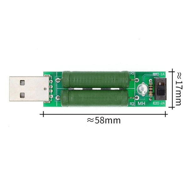 Нагрузочный USB резистор с переключателем 2А/1А - купить с доставкой по ...