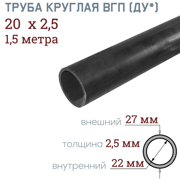 Труба круглая 20х2,5 - 1,5 метра ВГП водогазопроводная ДУ - купить с ...