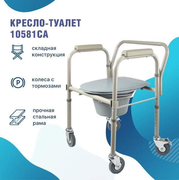 Характеристики Кресло-туалет Barry 10581CA на колесах, складной с ...