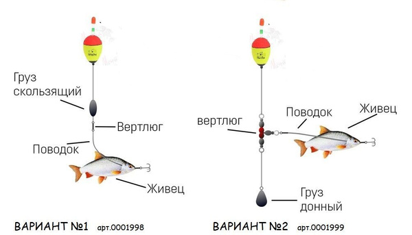Монтаж для ловли на живца. Жерлица оснащенная (поплавок, грузило ...