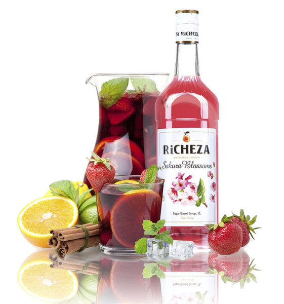 Сироп RICHEZA Цветы сакуры для кофе, коктейлей, десертов, лимонадов и ...