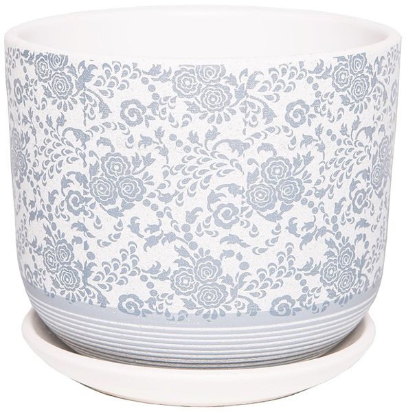 Горшок Гобелен d12 см керамический белый с поддоном купить на OZON по ...