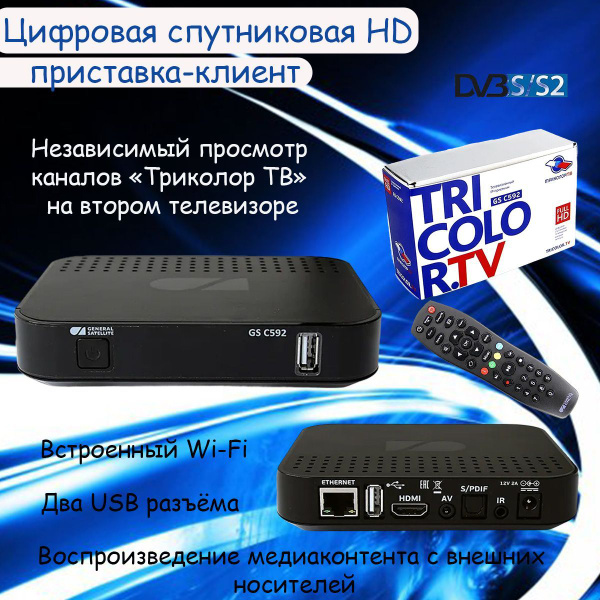 Цифровая спутниковая HD приставка-клиент со встроенным Wi-Fi GS C592 ...