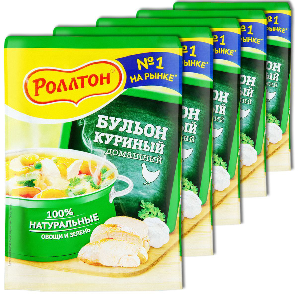 Роллтон Бульон куриный домашний в пакете, 90 г, 5 шт. - купить с ...