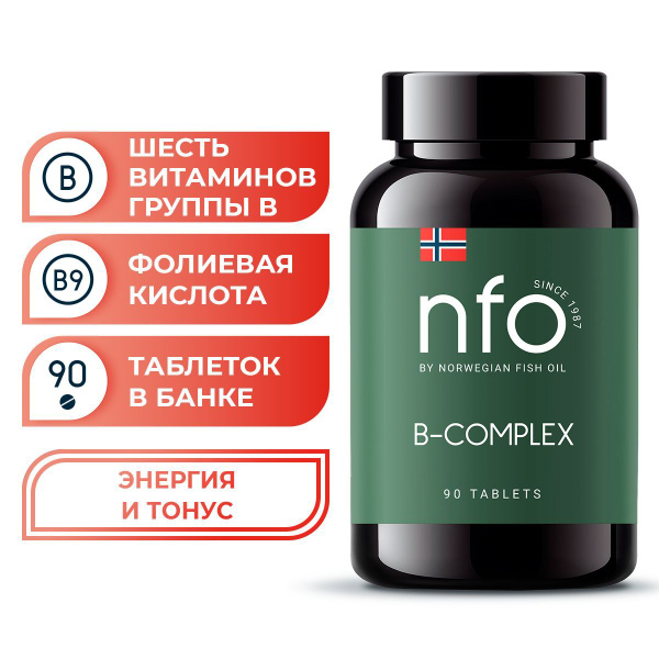 Комплекс витаминов группы В (NFO Норвегия), 90 таблеток по 500 мг / B ...