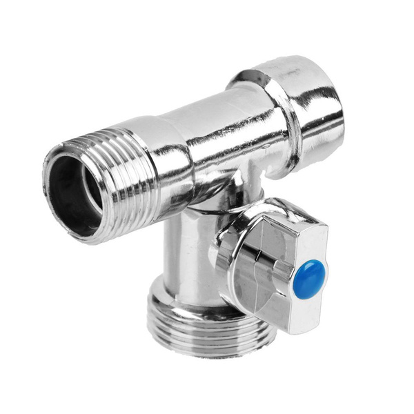 Кран шаровой угловой трехпроходной FRESSO, 1/2"х3/4"х1/2", ВР-НР-НР ...