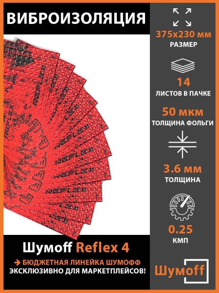 Виброизоляция Шумофф Reflex 4 (3.6 мм) 14 листов - купить по выгодной ...