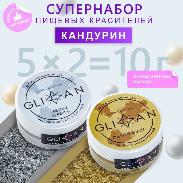 Набор красителей пищевых сухой кандурин золото серебро - купить с ...