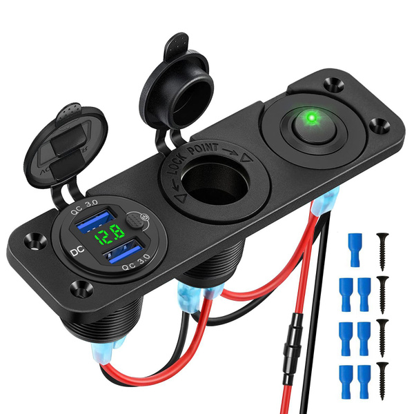 Розетка USB встраиваемая в авто 2USB 3.0 + Вольтметр ий USB-адаптер для ...