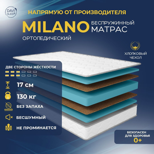 Матрас DAVI SLEEP SOFT Milano, Беспружинный, 140 - купить по выгодной ...