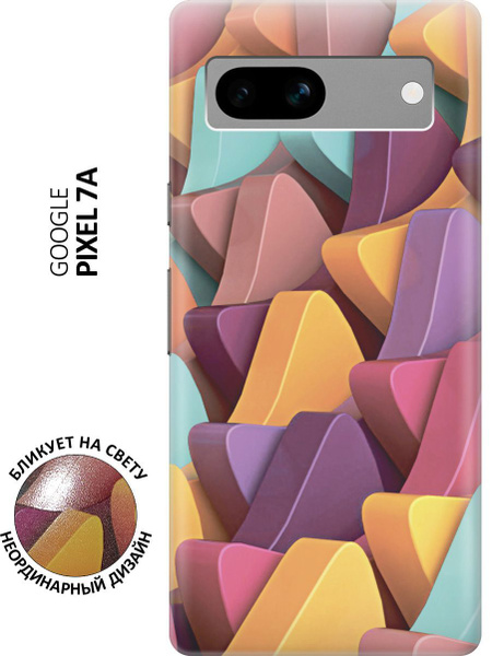Силиконовый чехол Желто-розовые фигуры на Google Pixel 7a / Гугл ...