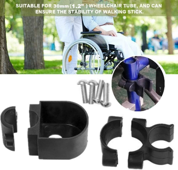 Держатель костыля для инвалидной коляски, прост в установке, крепится ...