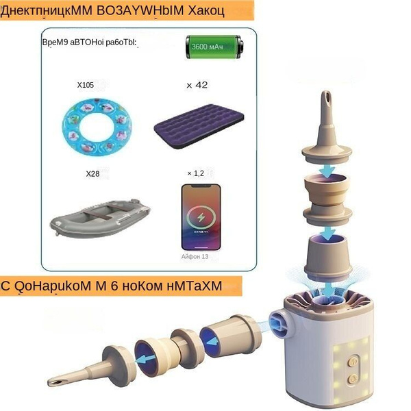 Мини Насос/Спортивный Электрический Насос Для Лодки/4 В 1/фонарик ...