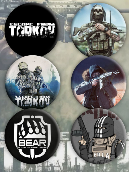 Набор значков Escape from Tarkov/ Побег из Таркова/ Тарков/ 44 mm ...