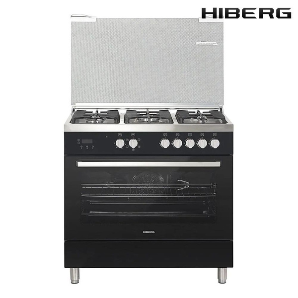 Комбинированная плита 90х90 см Hiberg FEG 950-25 MB черная - купить по ...