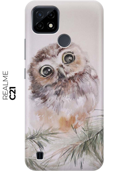 Cиликоновый чехол на realme C21 / Рилми С21 с принтом "Совенок ...