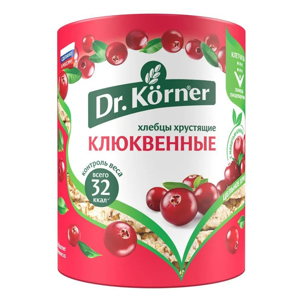 Dr. Korner Клюквенный злаковый коктейль хлебцы, 100 г - купить с ...