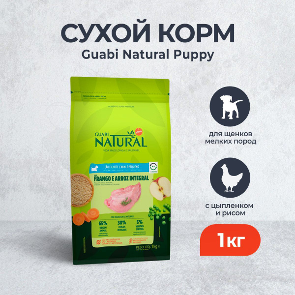 Guabi Natural Puppy сухой корм для щенков мелких пород, с цыпленком и ...