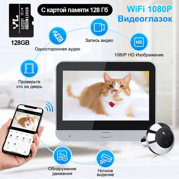 Видеоглазок для входной двери wifi, 1920x1080 купить по низким ценам в ...