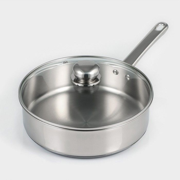 Сковорода Доляна Кастрюля-сотейник из нержавеющей стали «Грейт», 2,8 л ...