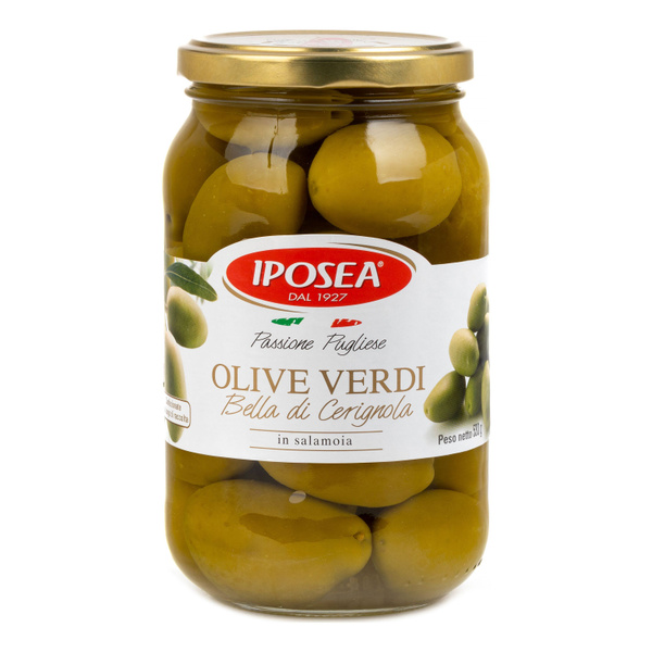 Оливки IPOSEA Белла Чериньола с косточкой, 530 г - купить с доставкой ...