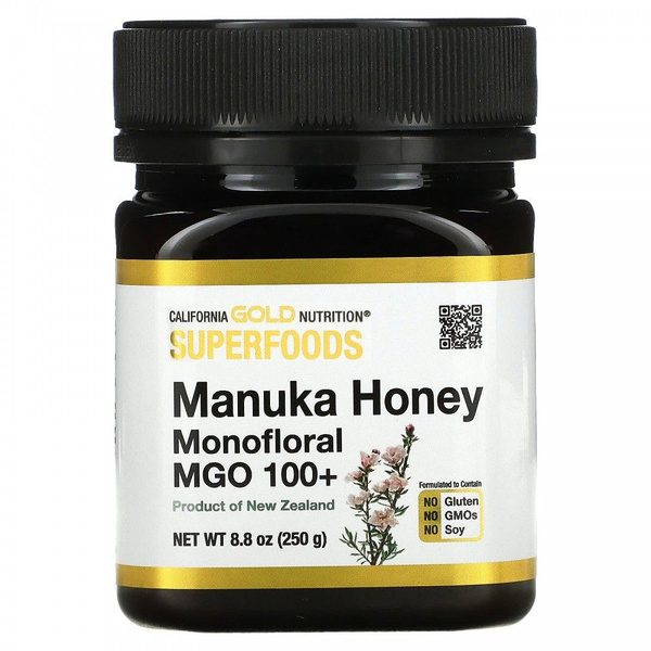 California Gold Nutrition, SUPERFOODS, монофлорный мед манука, MGO 100 ...