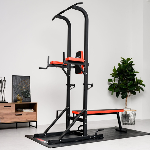 Турник брусья пресс напольный со скамьей 3 в 1 UNIX Fit POWER TOWER ...