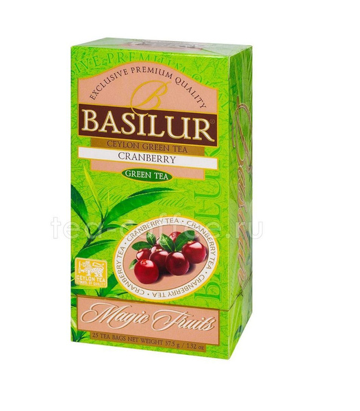 Чай зеленый Basilur Magic fruits Cranberry в пакетиках, 25 пак ...