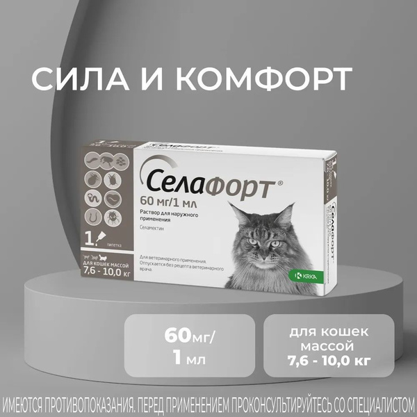 Селафорт капли от блох и клещей для кошек - купить с доставкой по ...
