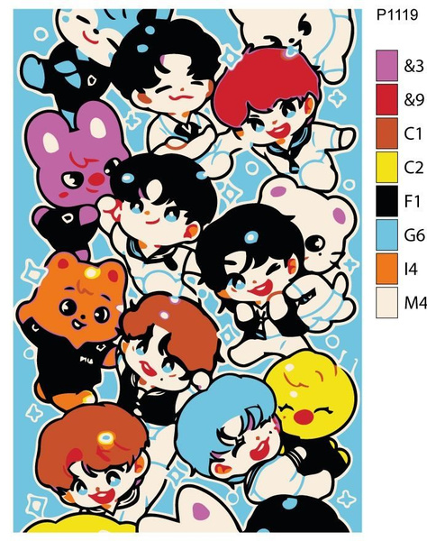 Детская картина по номерам P1119 "K-pop группа - Stray Kids (Стрей Кидс ...