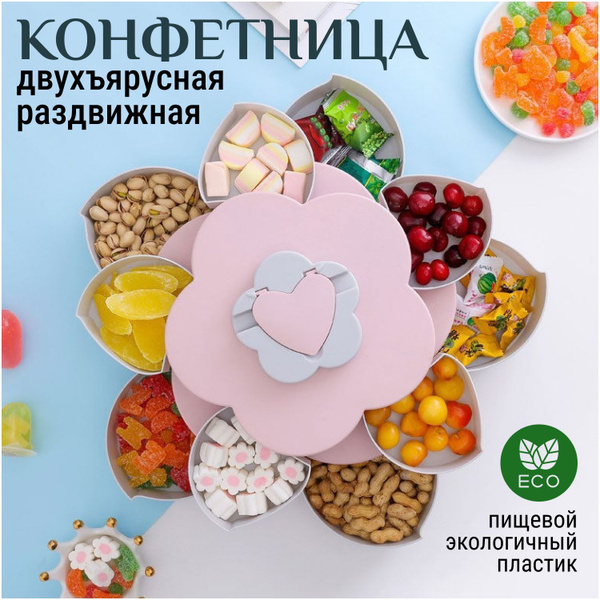 Конфетница с крышкой раздвижная Peshikova Home менажница с крышкой ...
