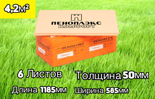 Пеноплэкс 50 мм Комфорт 6 плит 4,2м2 утеплитель из экструзионного ...
