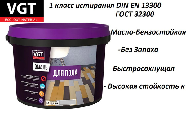 Эмаль VGT акриловая для пола Быстросохнущая, Гладкая, Акриловая ...
