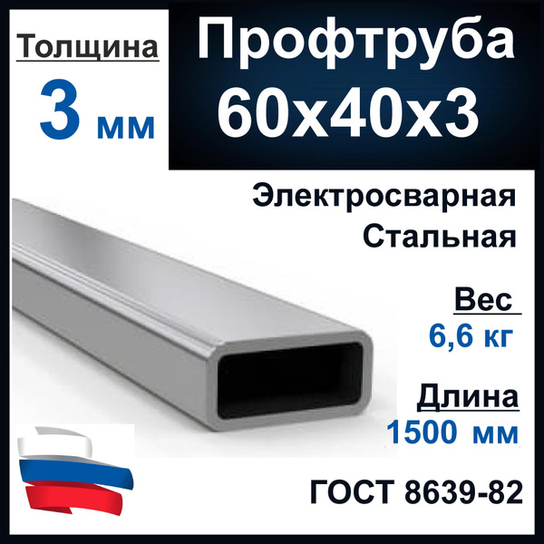 Профильная труба 60х40х3мм. Стальная. Профтруба металлическая. Длина ...