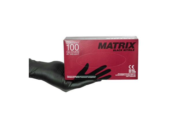 Matrix Перчатки медицинские, 100, XS, Нитрил, черный - купить с ...
