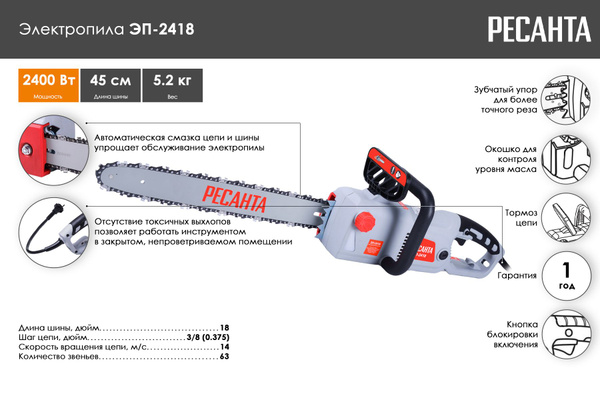 Электропила Ресанта ЭП-2418 купить на OZON по низкой цене (520959412)